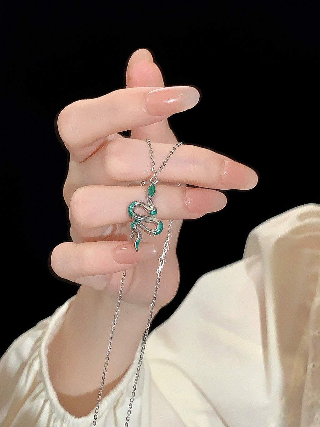 S925 sterling silver snake necklace