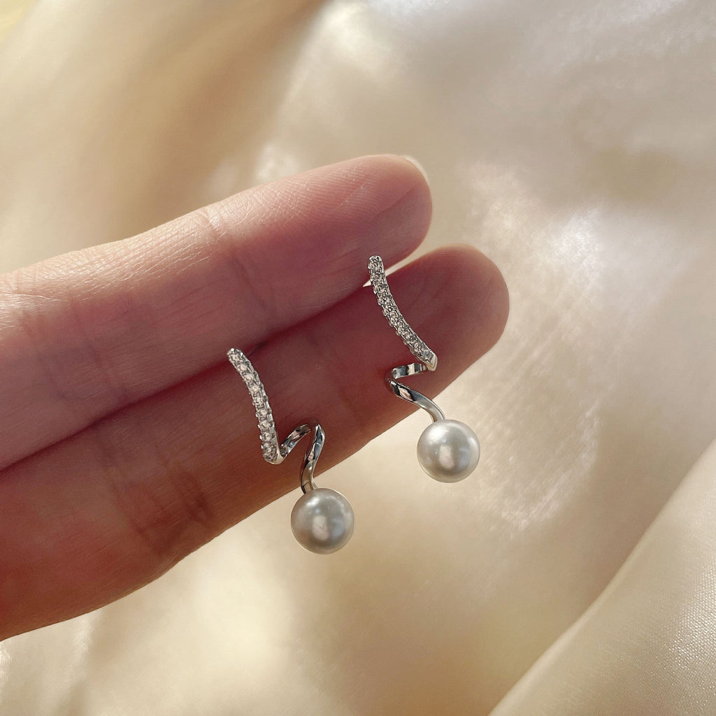 S925 pure silver pearl earrings