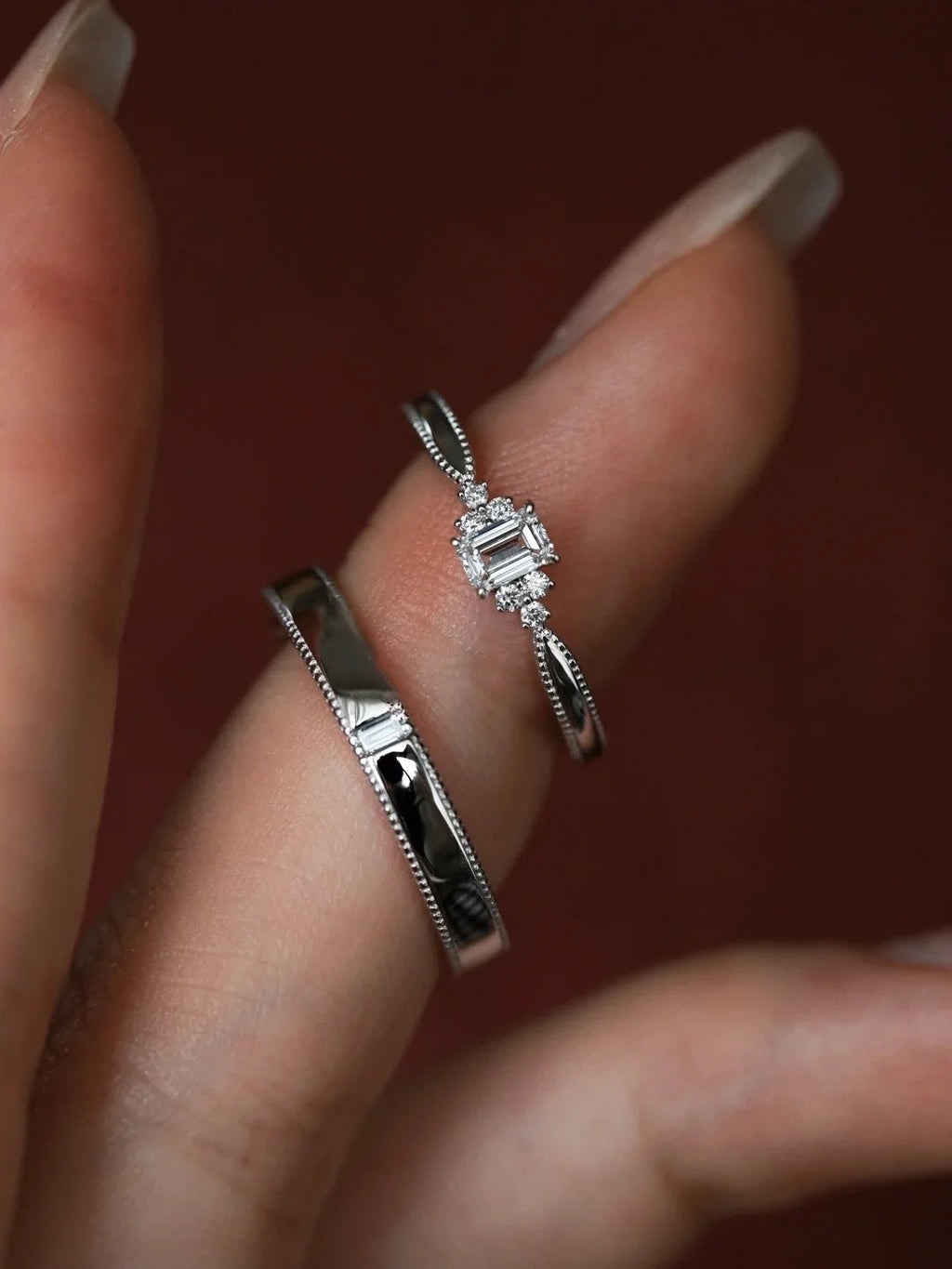 S925 sterling silver couple's ring