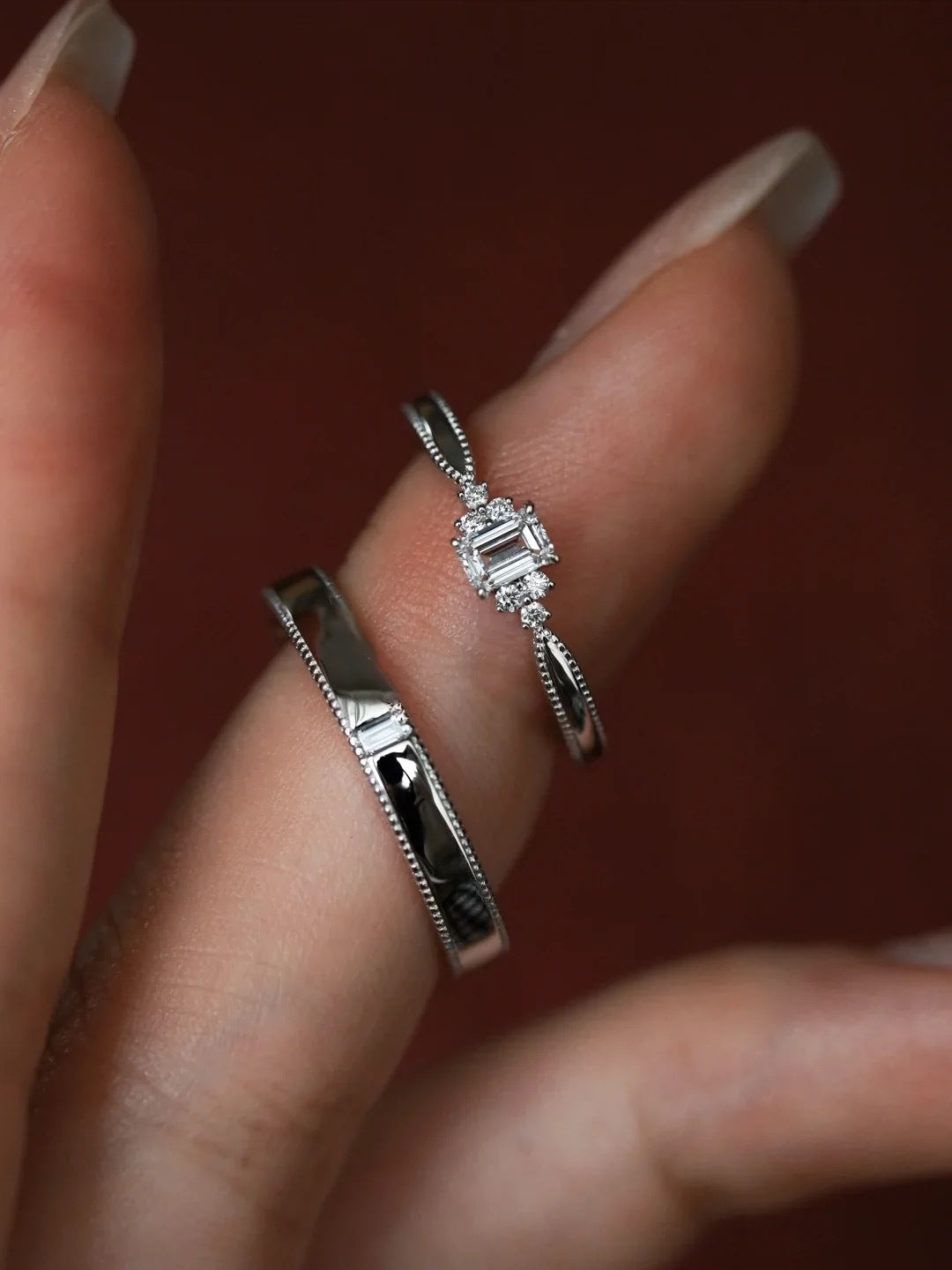 S925 sterling silver couple's ring