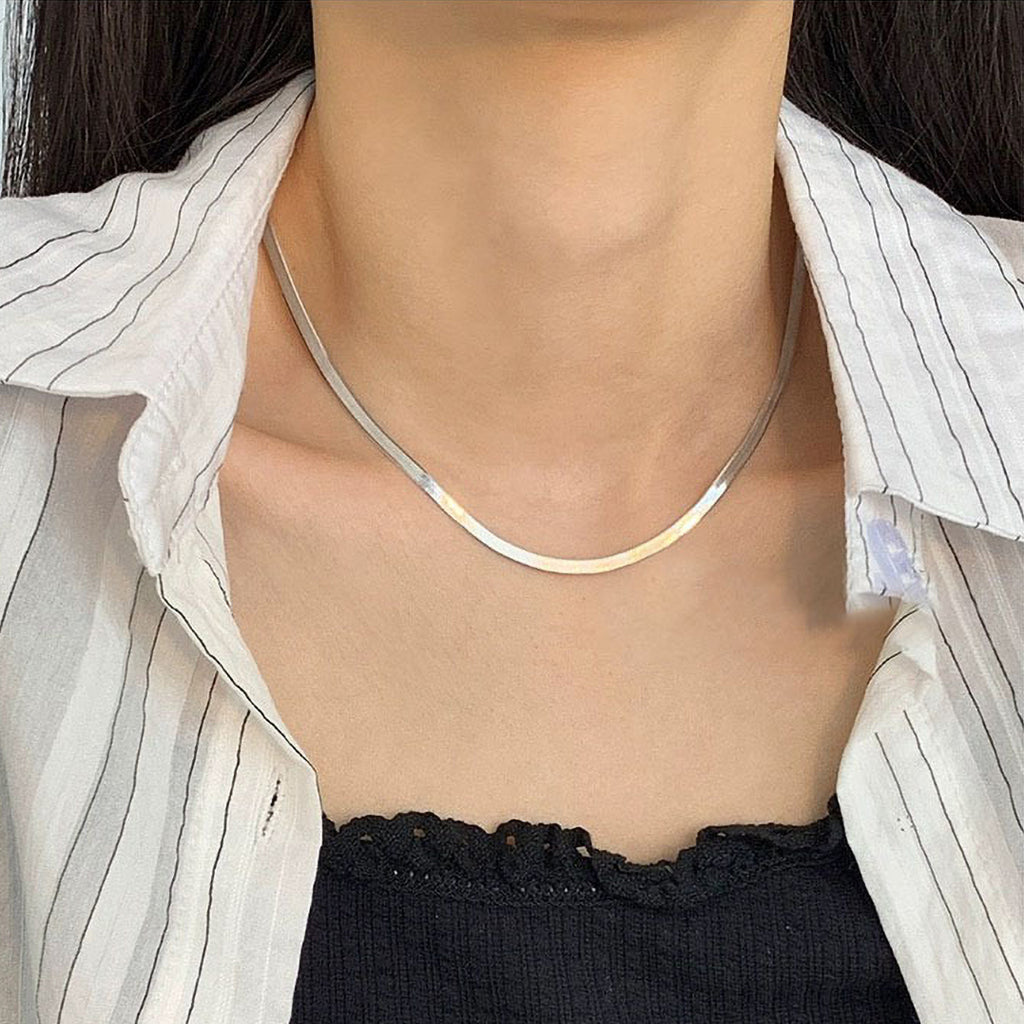 925 sterling silver snake bone chain necklace