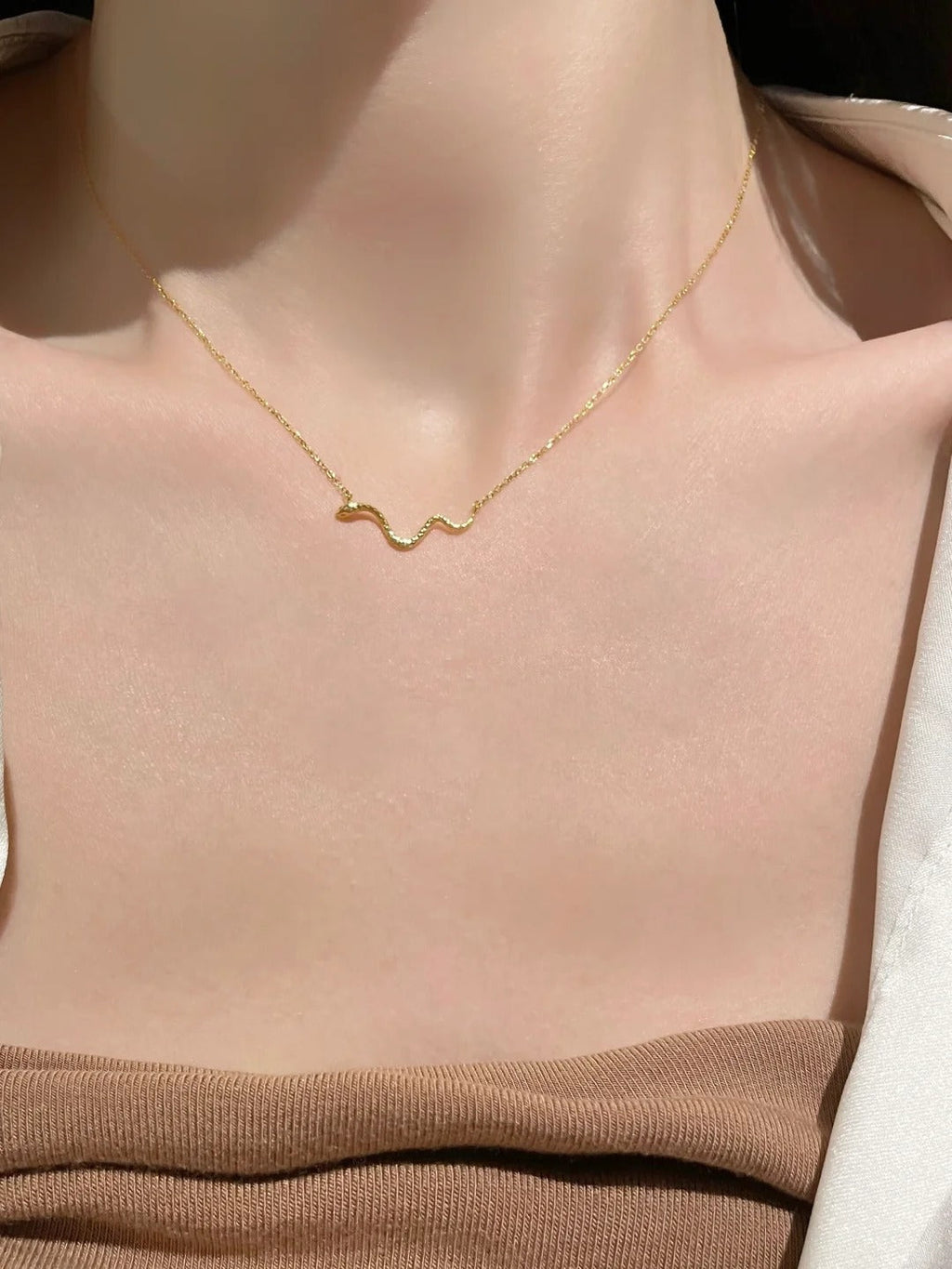 S925 sterling silver snake necklace