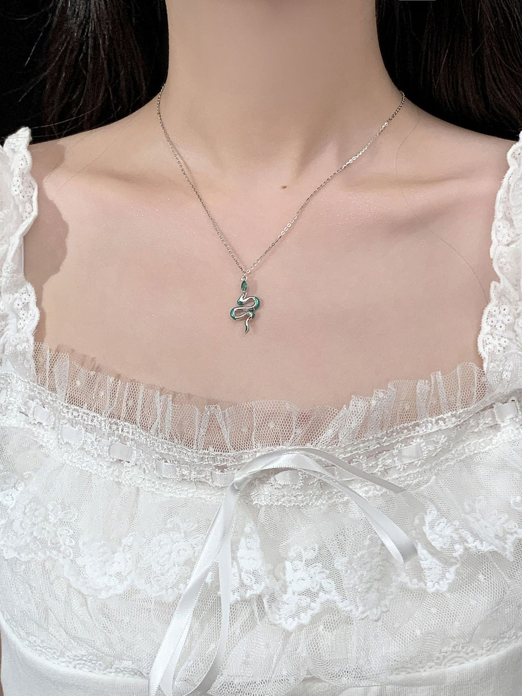 S925 sterling silver snake necklace