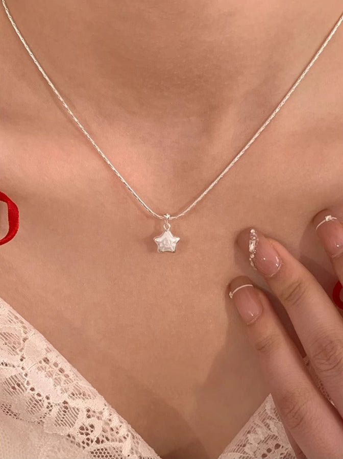 S925 pure silver sweet and cute pentagram pendant necklace