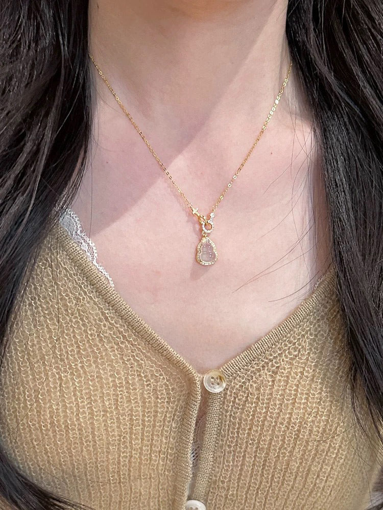 S925 pure silver natural chalcedony necklace