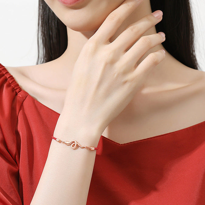 925 sterling silver snake year red rope bracelet