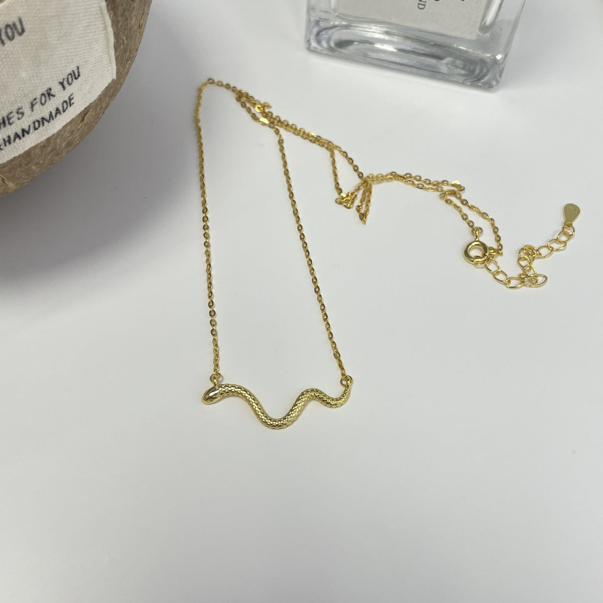 S925 sterling silver snake necklace