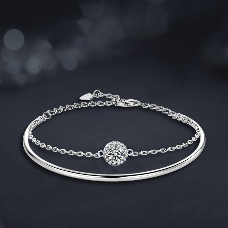 S925 silver moissanite stacked bracelet