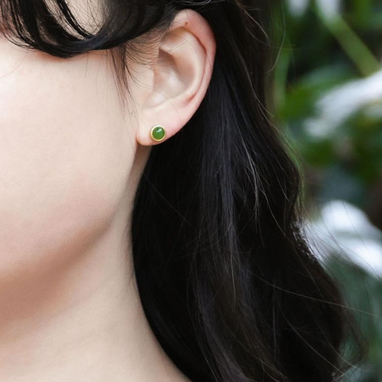 925 sterling silver jade earrings - golden