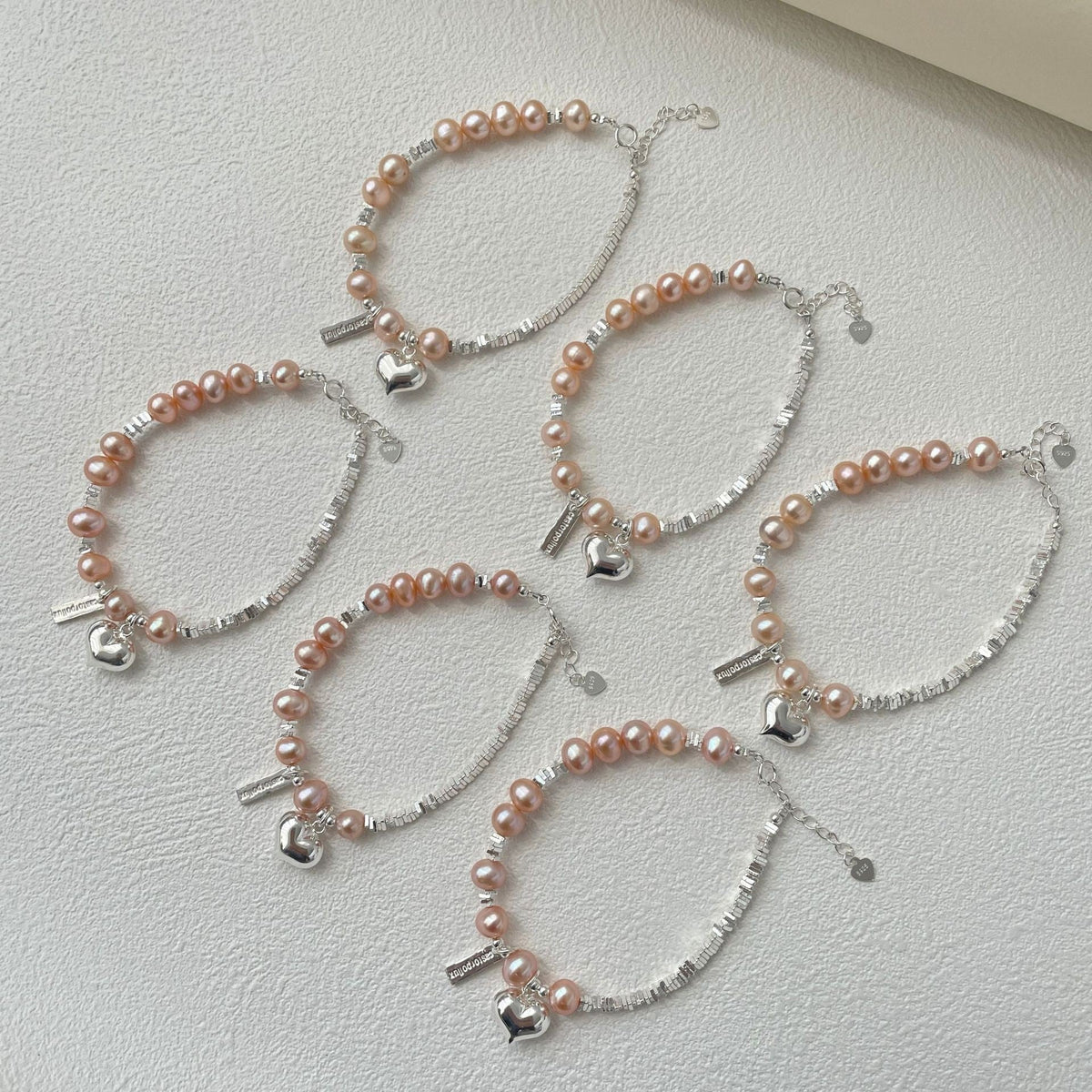 925 sterling silver freshwater pearl heart pendant bracelet