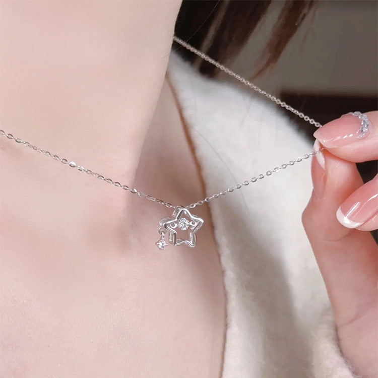 925 sterling silver star pendant necklace - silvery