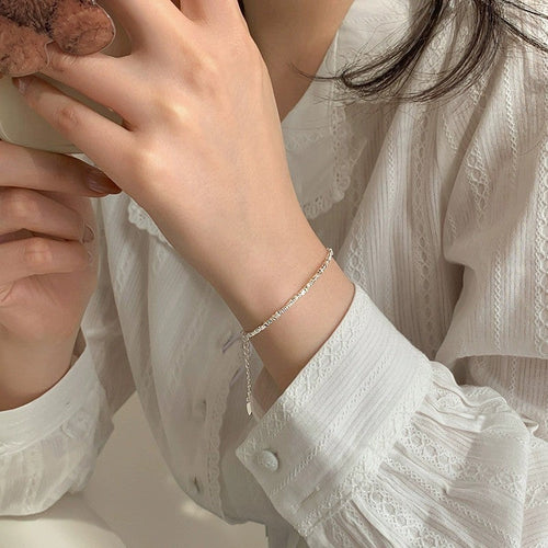 925 sterling silver broken silver bracelet - silvery