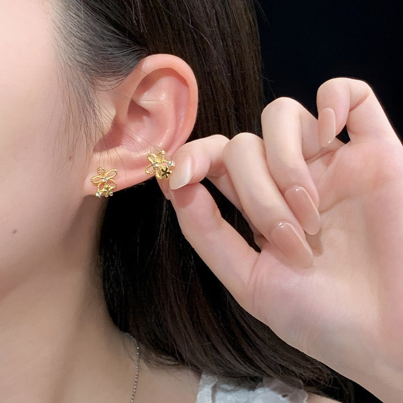 S925 sterling silver flower earrings
