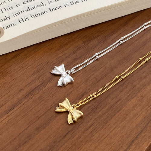 925 sterling silver bowknot pendant necklace