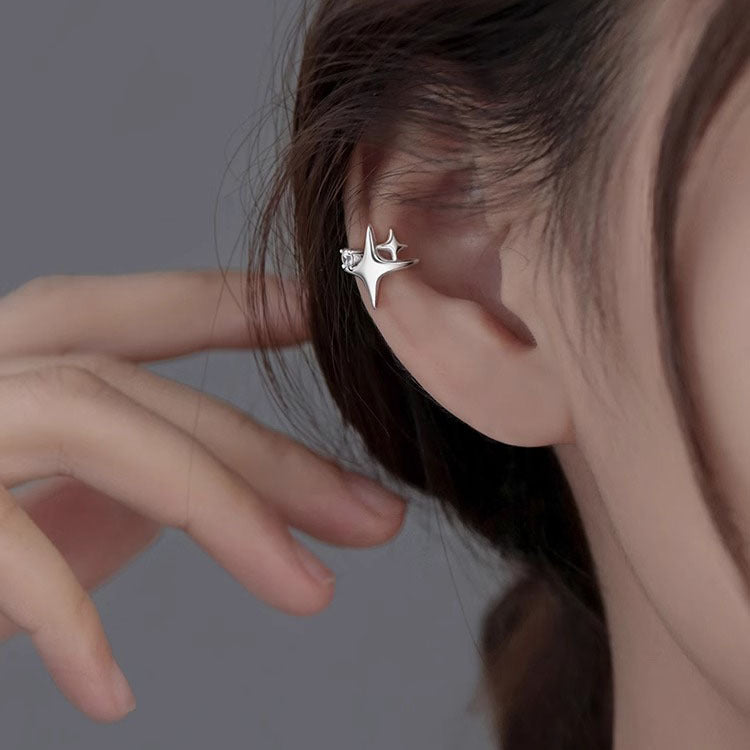 925 sterling silver star ear clip - silvery
