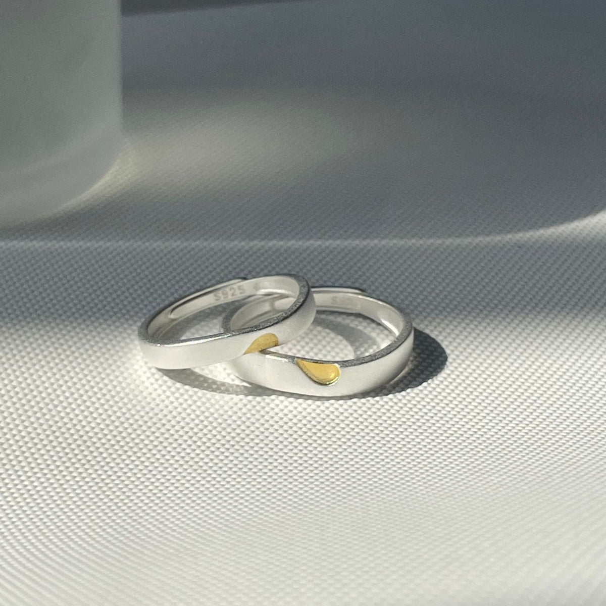 925 sterling silver irregular love couple ring - silvery