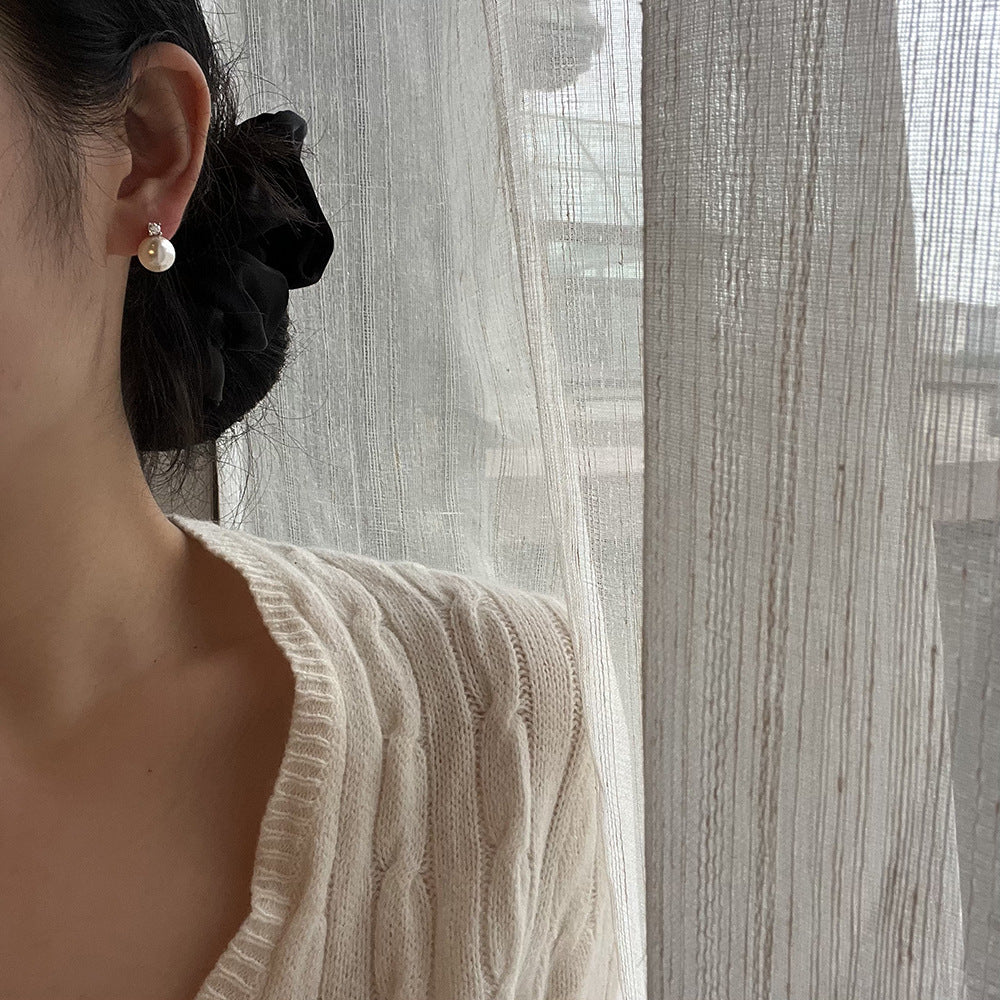 925 sterling silver pearl earrings - silvery