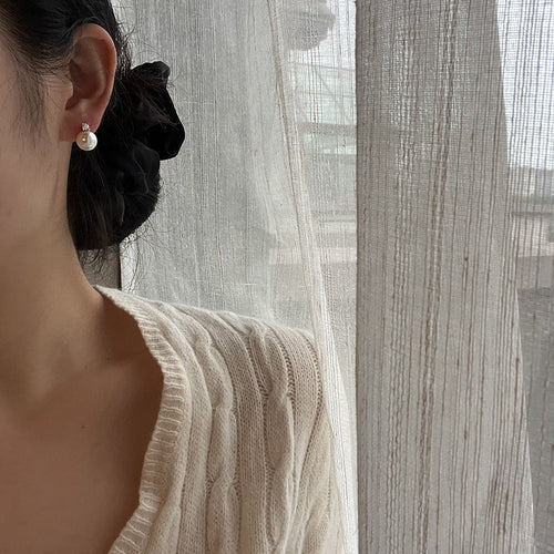 925 sterling silver pearl earrings - silvery
