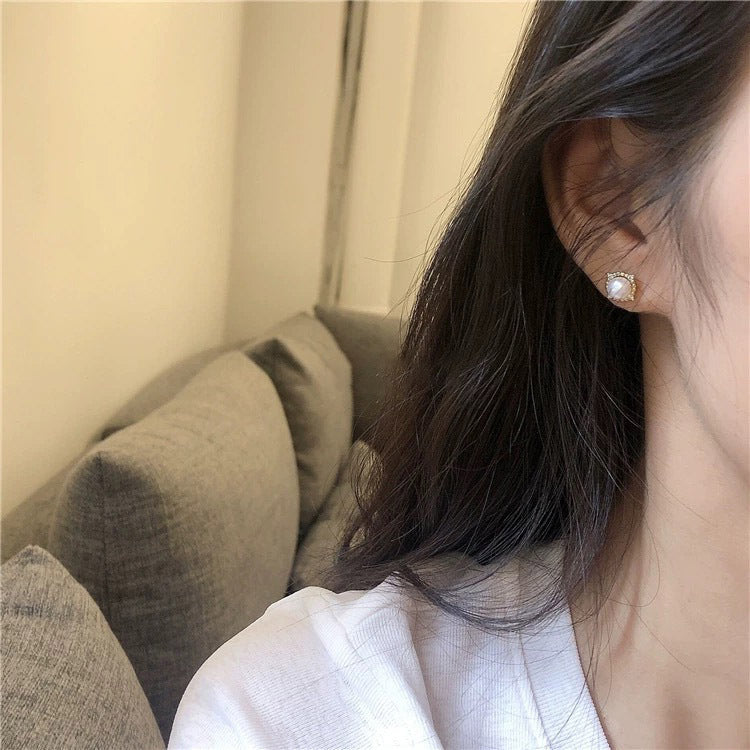 925 sterling silver imitation pearl earrings