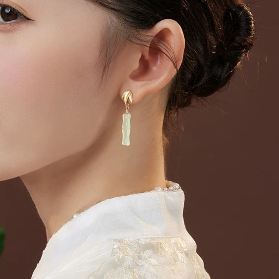 925 sterling silver chalcedony earrings - golden