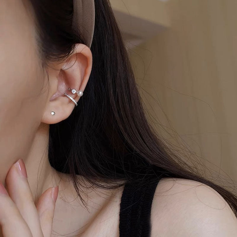 925 sterling silver pearl ear clip