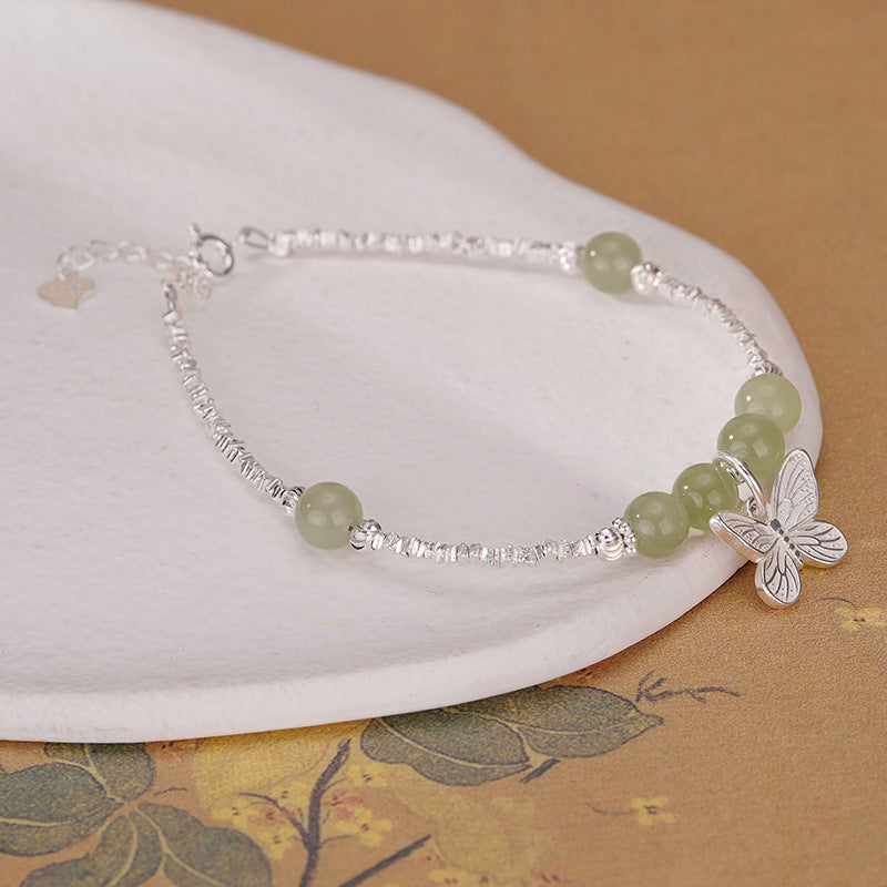 990 silver butterfly pendant bracelet - silvery