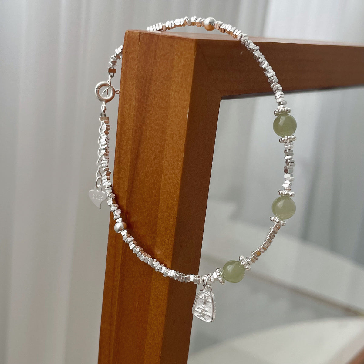 925 sterling silver broken silver bracelet - silvery