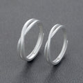 999 Silver Matte Texture Couple Ring - Silvery