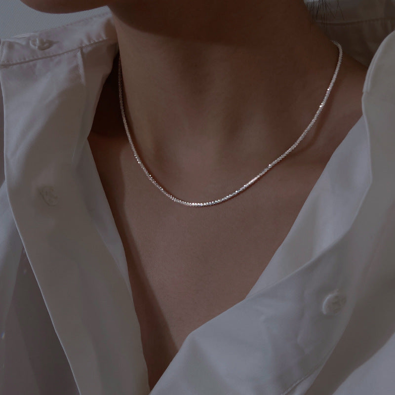 925 sterling silver sparkling necklace - silvery