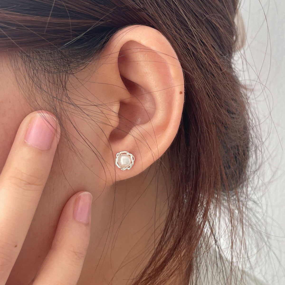 S925 pure silver freshwater pearl earrings