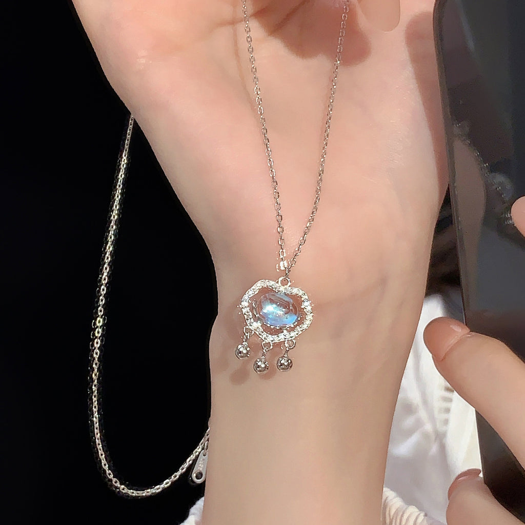 925 sterling silver moonstone necklace - silvery