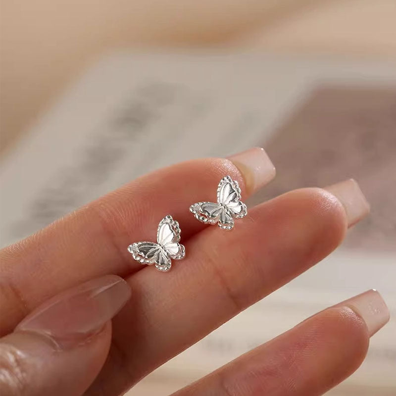999 Silver Butterfly shaped Earrings - Silvery