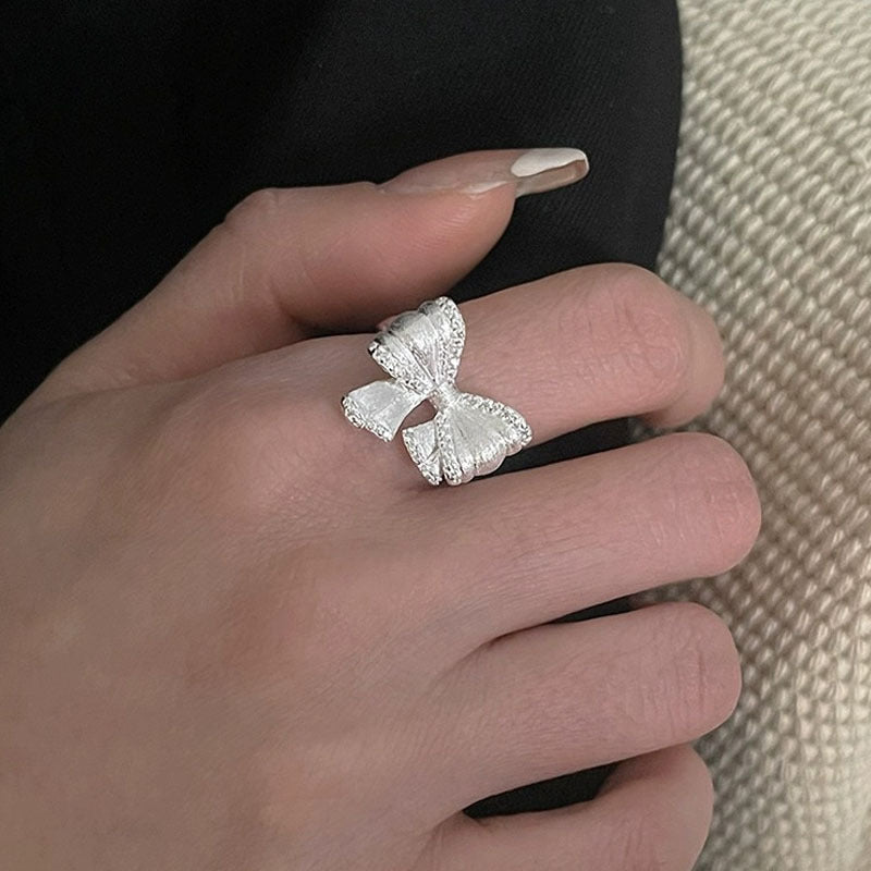 925 sterling silver bowknot ring - silvery