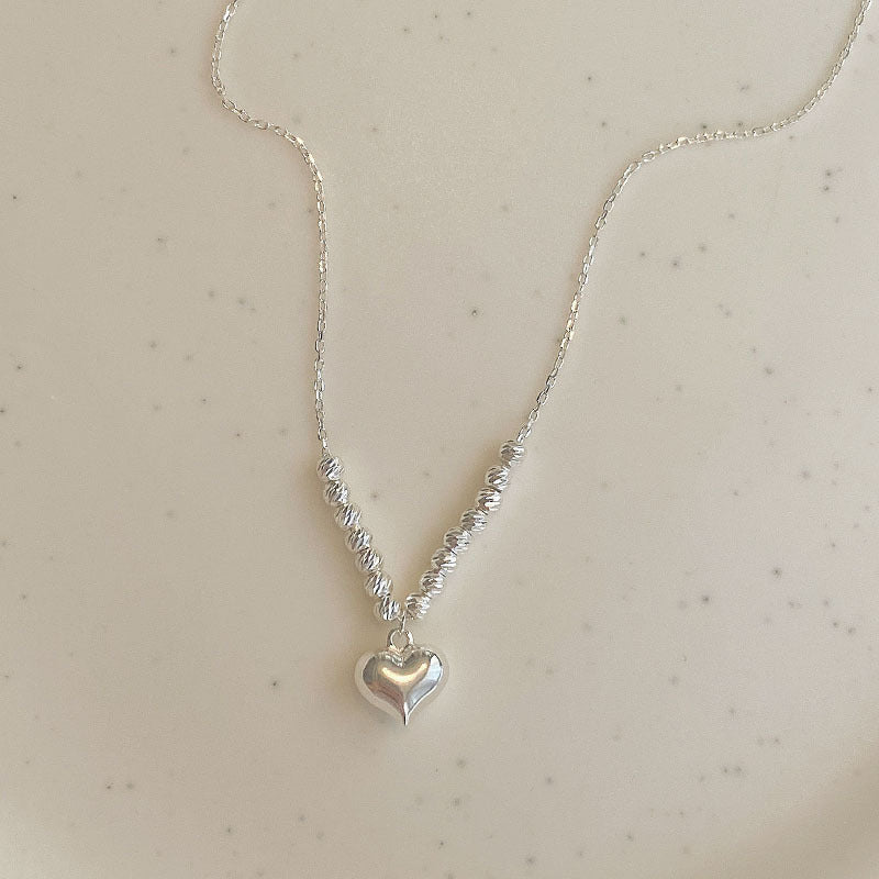925 sterling silver heart-shaped pendant necklace - silvery