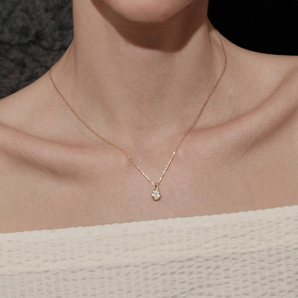 925 sterling silver droplet shaped pendant necklace - rose golden