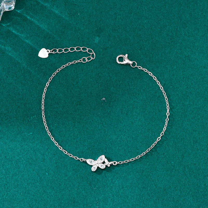 S925 Sterling Silver "Butterfly & Flower" Bracelet