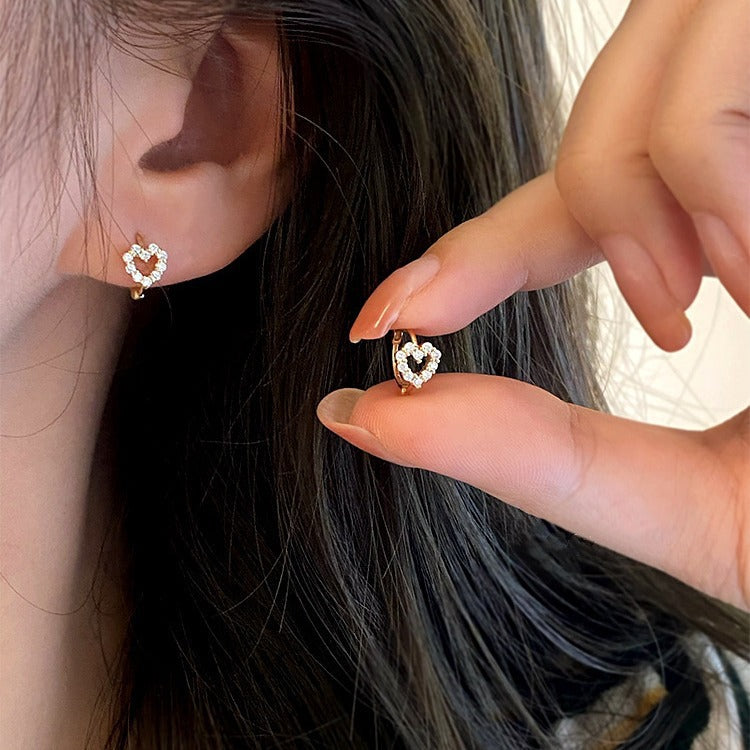 925 sterling silver heart-shaped ear buckle - golden