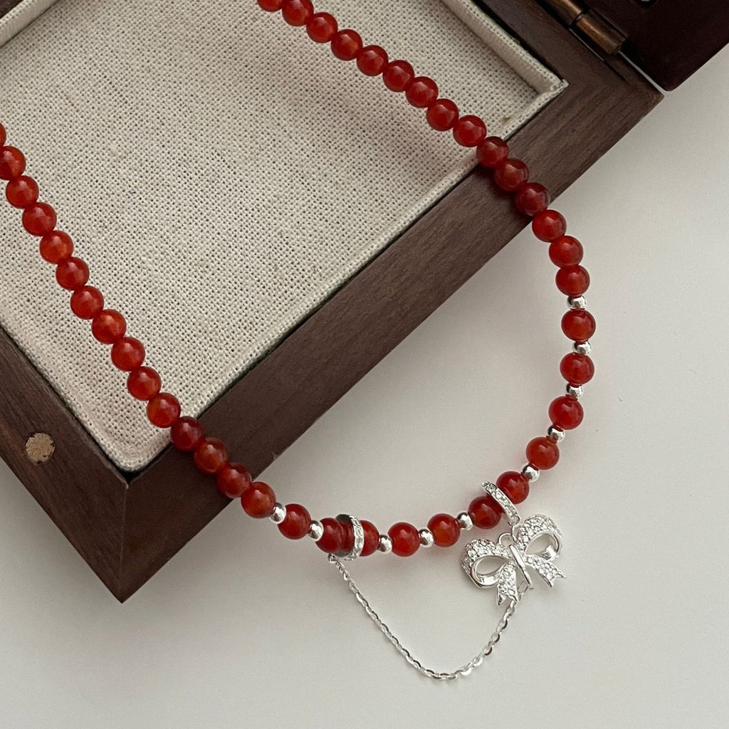 925 sterling silver red agate necklace