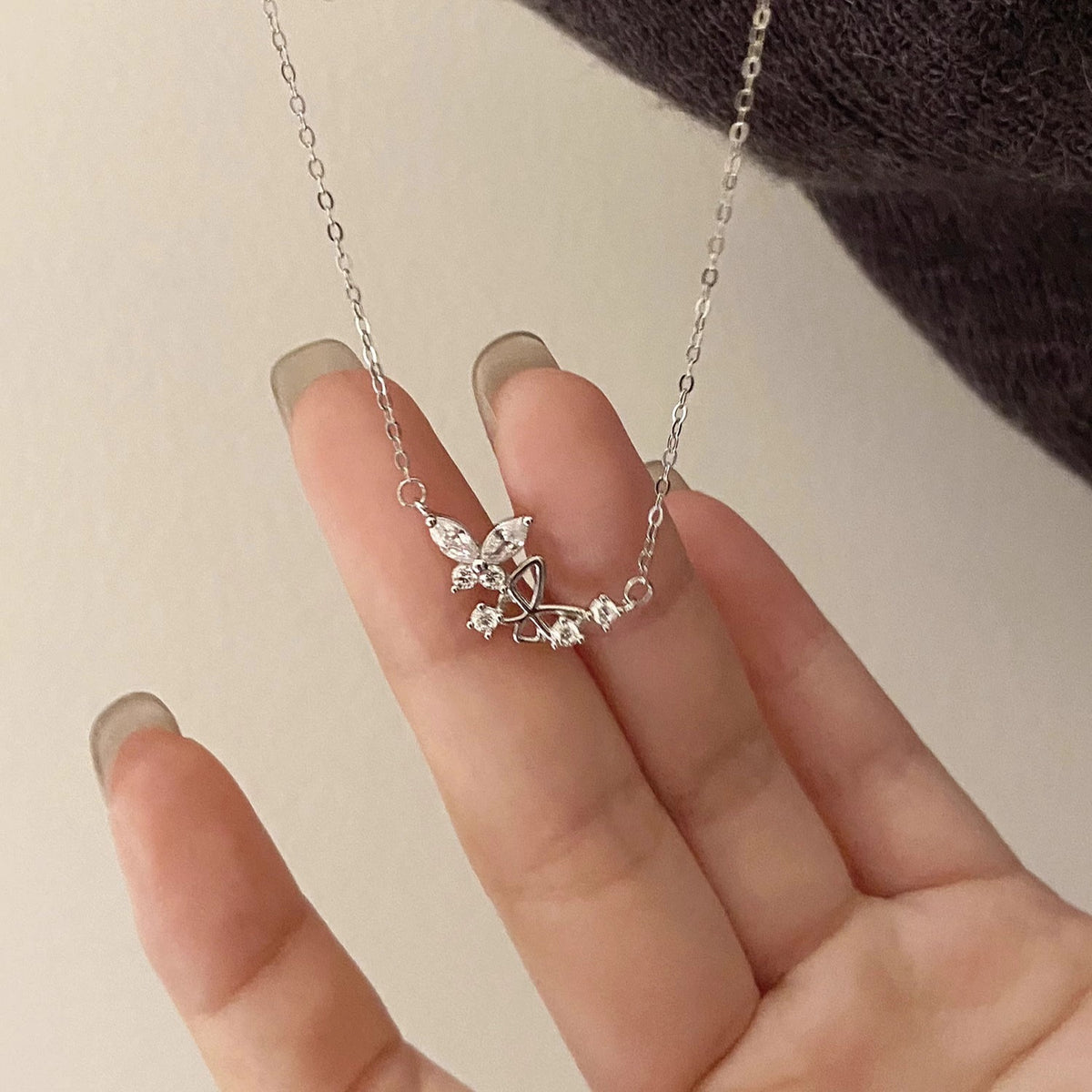 925 sterling silver double butterfly pendant necklace