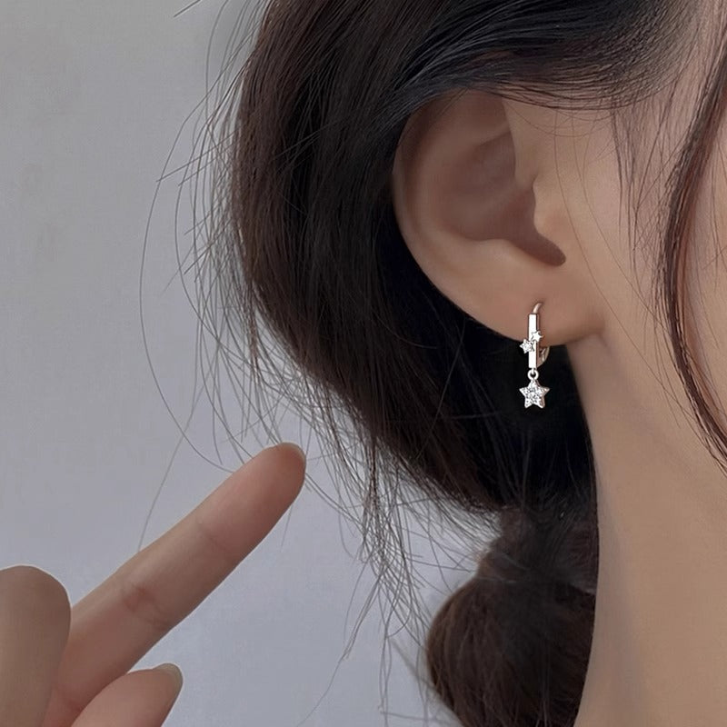 925 sterling silver star pendant ear buckle