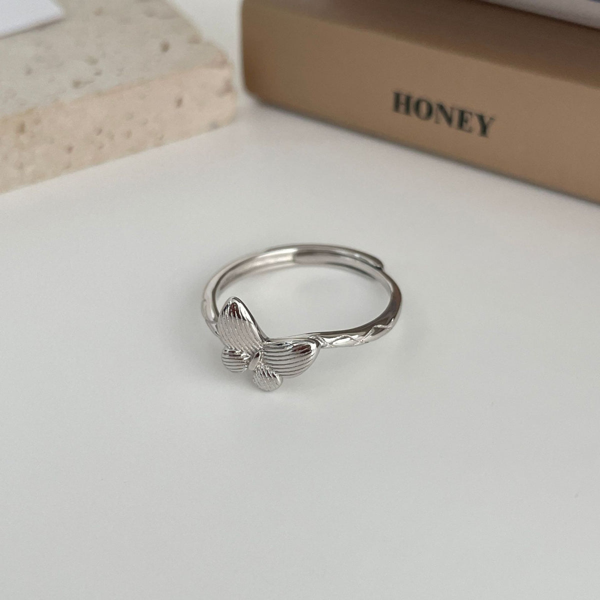 925 sterling silver butterfly shaped open ring - silvery
