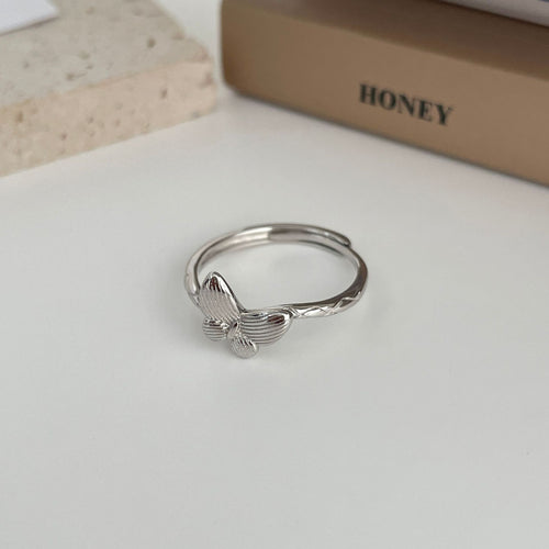 925 sterling silver butterfly shaped open ring - silvery