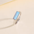 Elegant and Versatile 925 Sterling Silver Ring — Featuring a Rectangular Australian Opal, Open and Adjustable