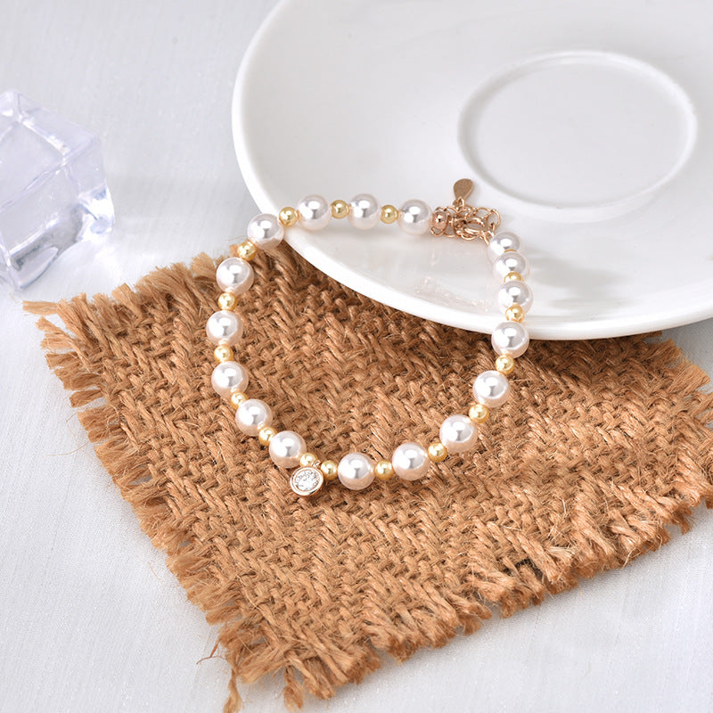 S925 Sterling Silver, Moissanite, and Pearl Bracelet
