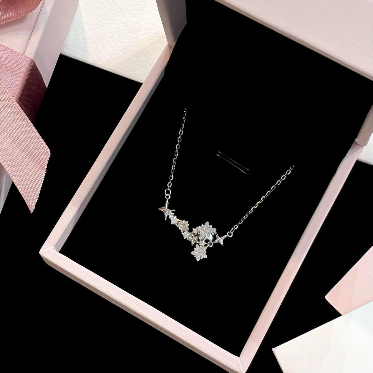 925 sterling silver star pendant necklace - silvery