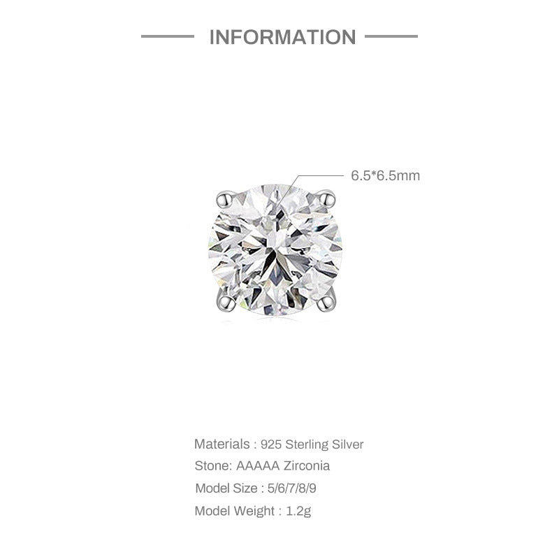 S925 sterling silver geometric square zircon earrings