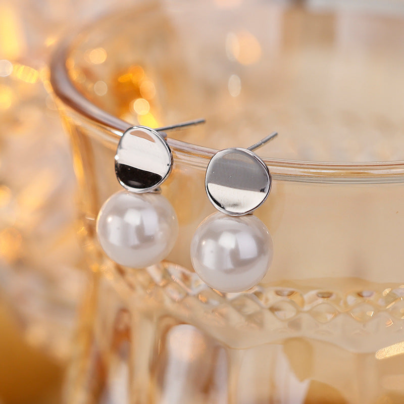 925 sterling silver pearl earrings - silvery