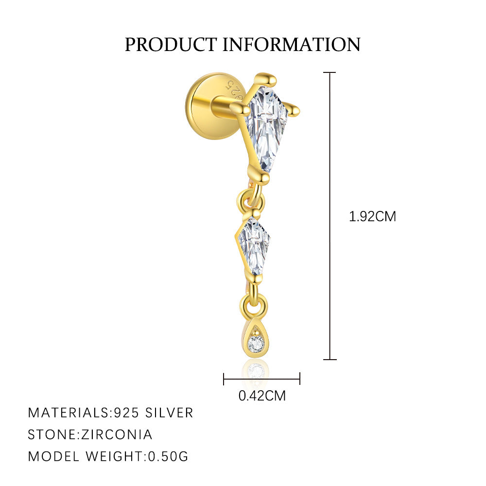 S925 sterling silver stud earrings with cubic zirconia