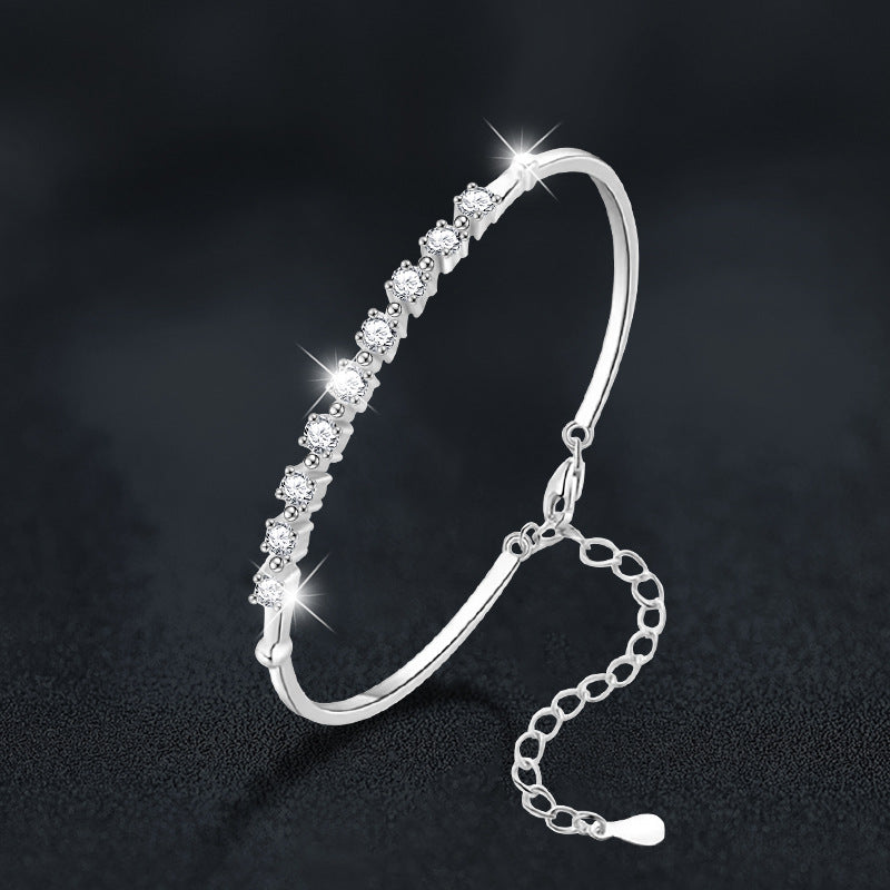 S925 Sterling Silver Moissanite Row Bracelet