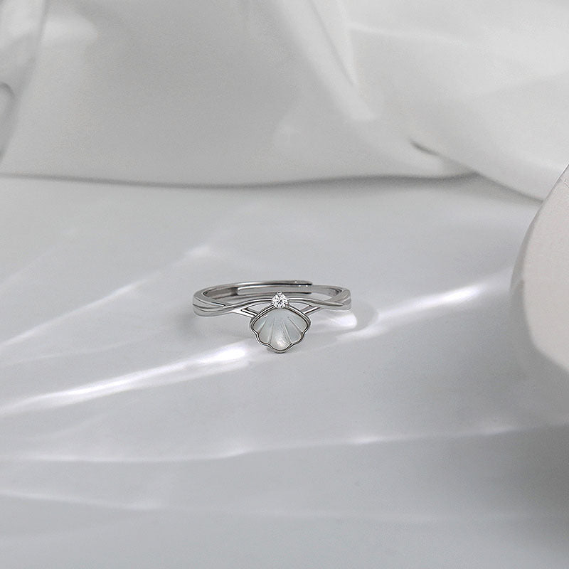 925 sterling silver shell ring - silvery